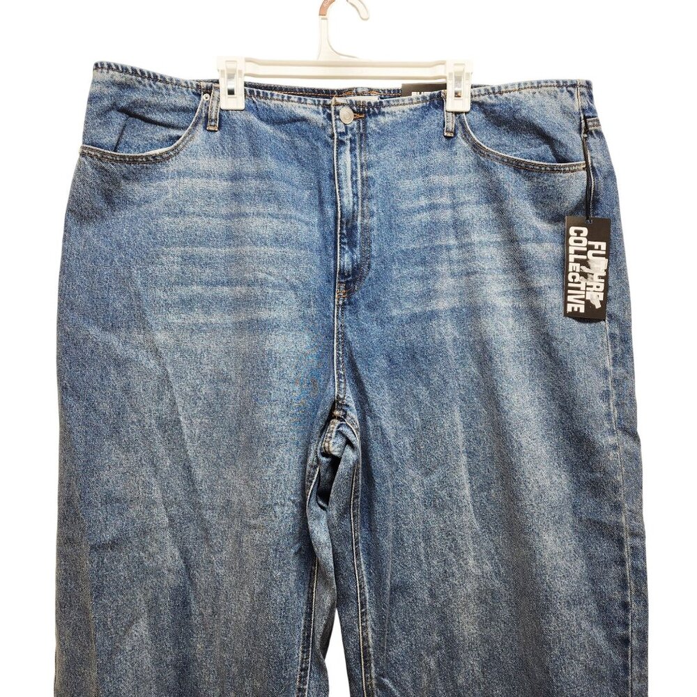 Wide Leg Mid Rise Blue Denim Jeans Size 22 Future Collective Womens Casual - Picture 4 of 10